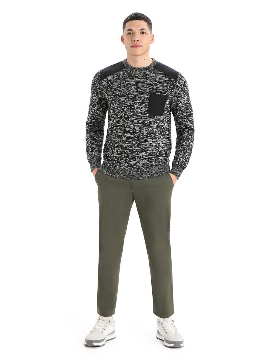 Black / Snow Icebreaker Merino Barein Crewe Men's Sweaters | AU 1219LISH